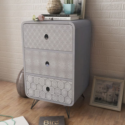 Stella Homewares Side Cabinet with 3 Drawers Grey