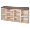 Stella Homewares Shoe Storage Bench 10 Compartments Oak Colour