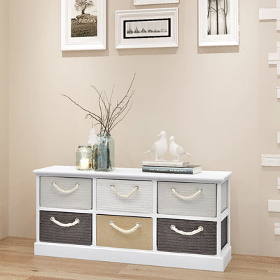 Stella Homewares Storage Bench 6 Drawers Wood