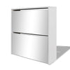 Stella Homewares Shoe Cabinet 2-Layer Mirror White 63x17x67 cm