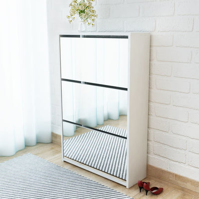 Stella Homewares Shoe Cabinet 3-Layer Mirror White 63x17x102.5 cm