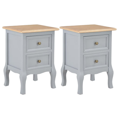 Stella Homewares Bedside Cabinets 2 pcs Grey 35x30x49 cm MDF