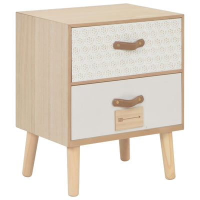 Stella Homewares Bedside Cabinet with 2 Drawers 40x30x49.5 cm Solid Pinewood