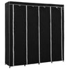 Stella Homewares Wardrobe with 4 Compartments Black 175x45x170 cm