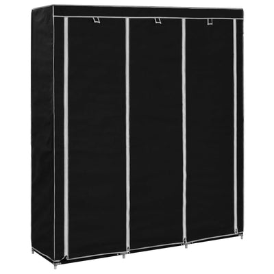 Stella Homewares Wardrobe with Compartments and Rods Black 150x45x175 cm Fabric