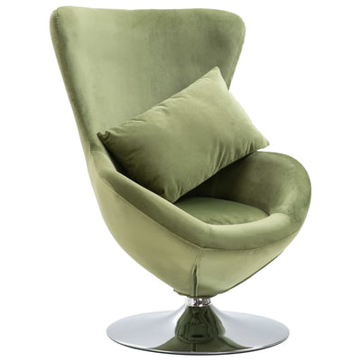 Stella Homewares Swivel Egg Chair with Cushion Light Green Velvet