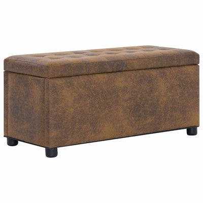 Stella Homewares Storage Ottoman 87.5 cm Brown Faux Suede Leather