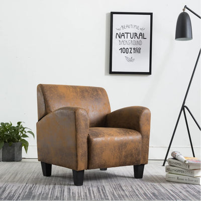 Stella Homewares Sofa Chair Brown Faux Suede Leather