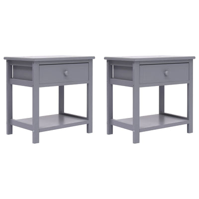 Stella Homewares Nightstands 2 pcs Grey 40x29x42 cm Paulownia Wood