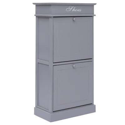 Stella Homewares Shoe Cabinet Grey 50x28x98 cm Paulownia Wood