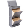 Stella Homewares Shoe Cabinet Grey 50x28x98 cm Paulownia Wood
