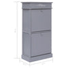 Stella Homewares Shoe Cabinet Grey 50x28x98 cm Paulownia Wood