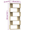 Stella Homewares Book Cabinet/Room Divider Sonoma Oak 80x24x192 cm Engineered Wood