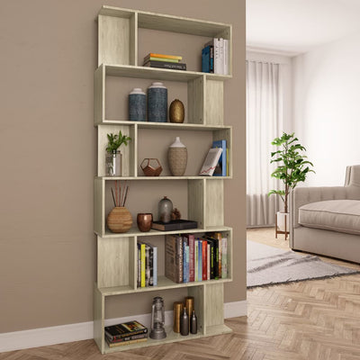 Stella Homewares Book Cabinet/Room Divider Sonoma Oak 80x24x192 cm Engineered Wood