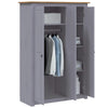 Stella Homewares 3-Door Wardrobe Grey 118x50x171.5 cm Pine Panama Range
