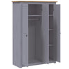 Stella Homewares 3-Door Wardrobe Grey 118x50x171.5 cm Pine Panama Range