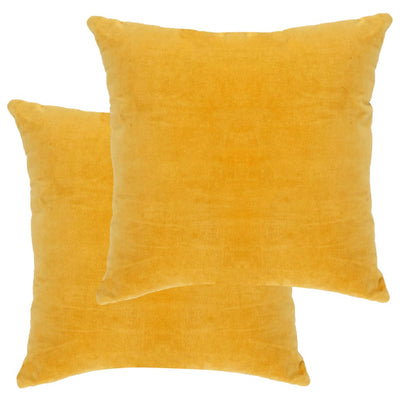 Stella Homewares Cushions Cotton Velvet 2 pcs 45x45 cm Yellow