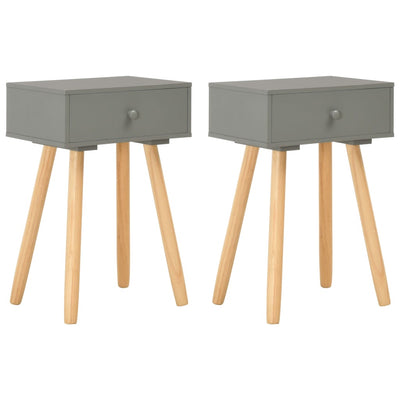 Stella Homewares Bedside Tables 2 pcs Grey Solid Pinewood