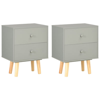 Stella Homewares Bedside Cabinets 2 pcs Grey 40x30x50 cm Solid Pinewood