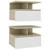 Stella Homewares Floating Nightstands 2 pcs White and Sonoma Oak 40x31x27 cm Engineered Wood