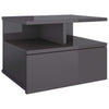 Stella Homewares Floating Nightstand High Gloss Grey 40x31x27 cm Engineered Wood