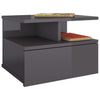 Stella Homewares Floating Nightstand High Gloss Grey 40x31x27 cm Engineered Wood