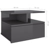 Stella Homewares Floating Nightstand High Gloss Grey 40x31x27 cm Engineered Wood