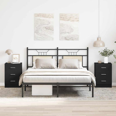 Stella Homewares Bedside Cabinets 2 pcs Black 38x35x56 cm Engineered Wood