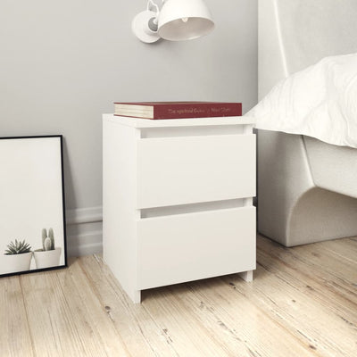 Stella Homewares Bedside Cabinet White 30x30x40 cm Engineered Wood