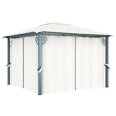 Stella Homewares Gazebo with Curtain 300x300 cm Cream Aluminium