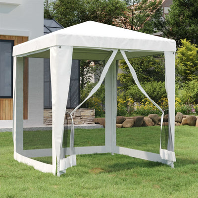Stella Homewares Party Tent with 4 Mesh Sidewalls 2x2 m White