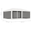 Stella Homewares Party Tent with 4 Mesh Sidewalls 4x6 m White