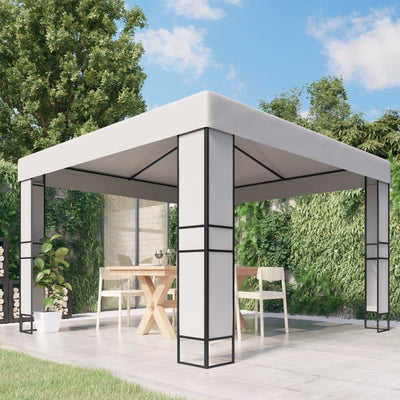 Stella Homewares Gazebo with Double Roof 3x3 m White