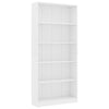 Stella Homewares 5-Tier Book Cabinet White 80x24x175 cm Engineered Wood
