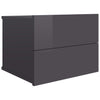 Stella Homewares Bedside Cabinet High Gloss Grey 40x30x30 cm Engineered Wood