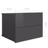Stella Homewares Bedside Cabinet High Gloss Grey 40x30x30 cm Engineered Wood