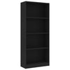 Stella Homewares 4-Tier Book Cabinet Black 60x24x142 cm Engineered Wood