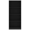 Stella Homewares 4-Tier Book Cabinet Black 60x24x142 cm Engineered Wood