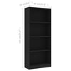 Stella Homewares 4-Tier Book Cabinet Black 60x24x142 cm Engineered Wood