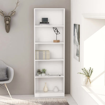Stella Homewares 5-Tier Book Cabinet White 60x24x175 cm Engineered Wood