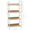 Stella Homewares 4-Layer Book Shelf Oak 60x27.6x124.5 cm Engineered Wood
