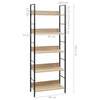 Stella Homewares 5-Layer Book Shelf Oak 60x27.6x158.5 cm Engineered Wood