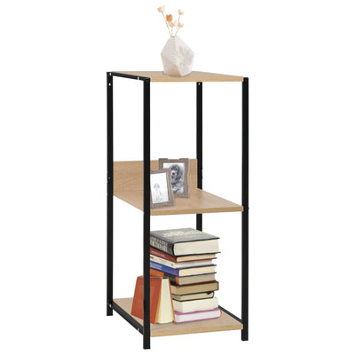 Stella Homewares Small Straight Book Shelf Black and Oak 33.5x39.6x79.7 cm Engineered Wood