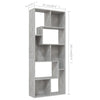 Stella Homewares Book Cabinet Concrete Grey 67x24x161 cm Engineered Wood