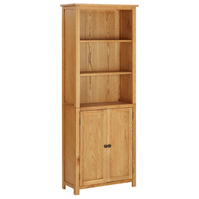 Stella Homewares Bookcase with 2 Doors 70x30x180 cm Solid Oak Wood