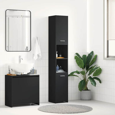 Stella Homewares Bathroom Cabinet Black 30x30x183.5 cm Engineered Wood