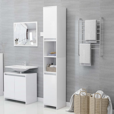 Stella Homewares Bathroom Cabinet White 30x30x183.5 cm Engineered Wood
