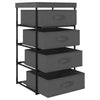 Stella Homewares Storage Rack with 4 Fabric Baskets Steel Grey