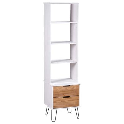 Stella Homewares Book Cabinet "New York" White and Light Wood Solid Pine Wood