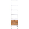 Stella Homewares Book Cabinet "New York" White and Light Wood Solid Pine Wood